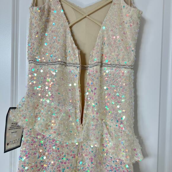 NEW Say Yes Sequin Tiered Gown Prom Multi color Dress‎ Iridescent - Picture 6 of 11